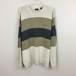 Izod Vintage 90s Striped Cotton Crewneck Sweater